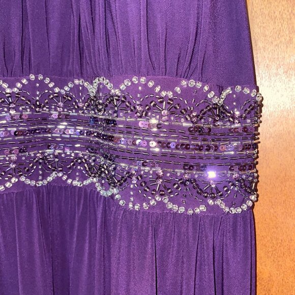 Dress Barn Petite 14 Purple Sleeveless Dress With Keyhole Beaded Waist - Picture 8 of 8
